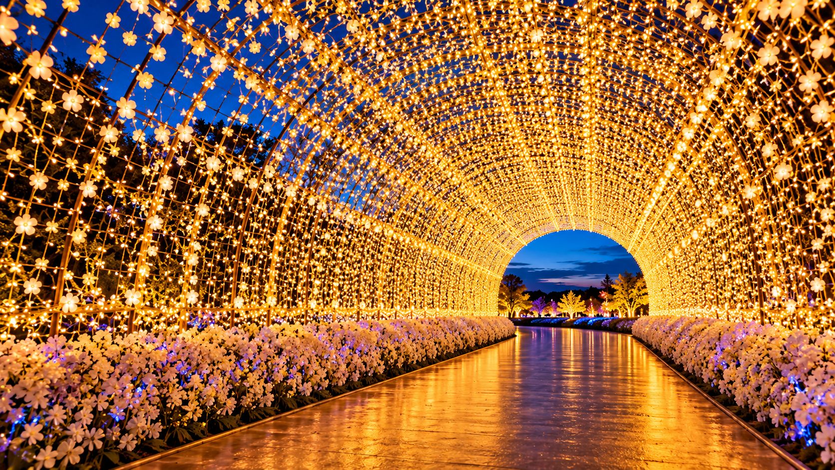 Illuminated tunnel of light at Nabana no Sato near Nagoya