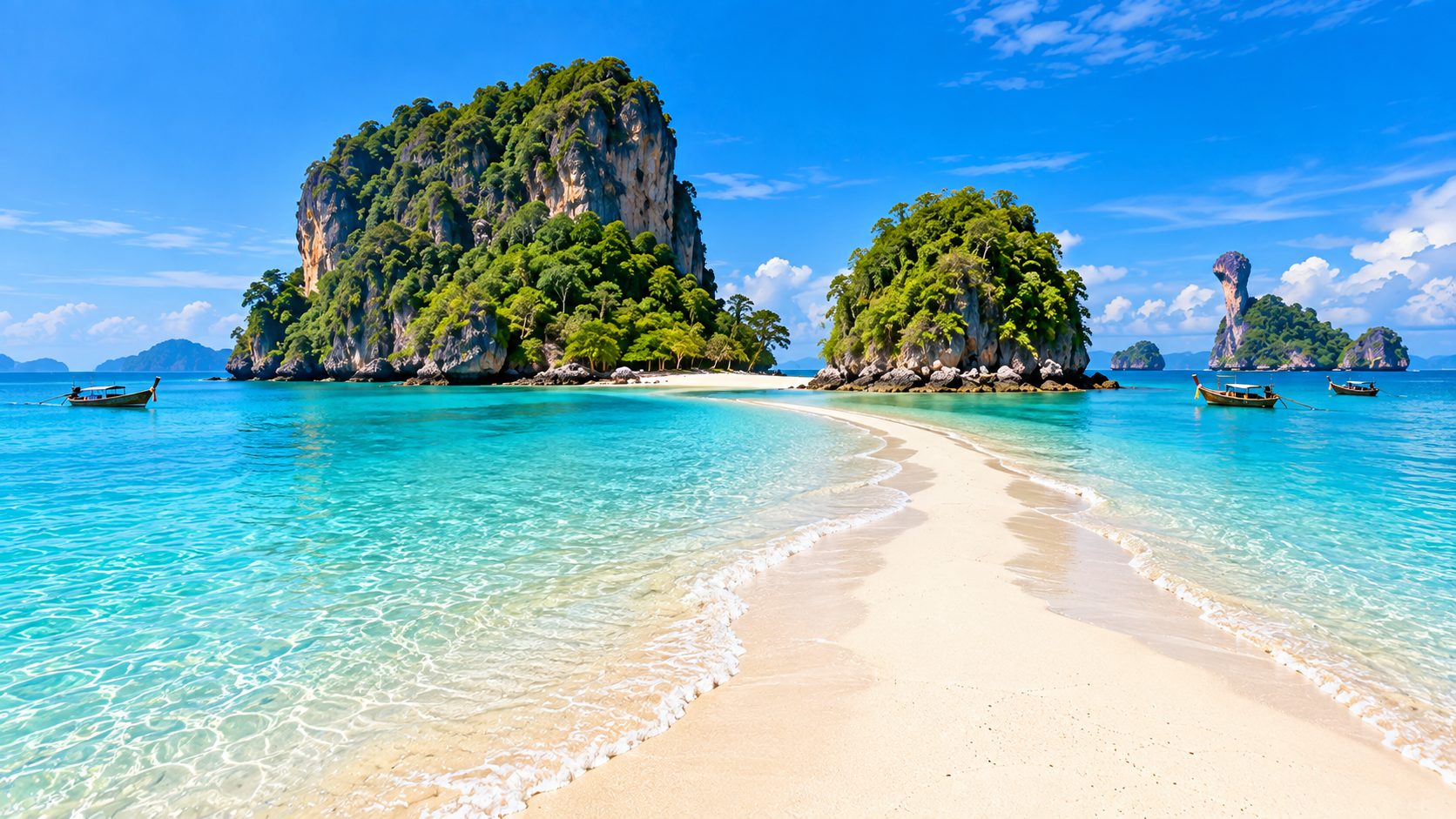 Tup Island sandbar at low tide in Krabi, Thailand